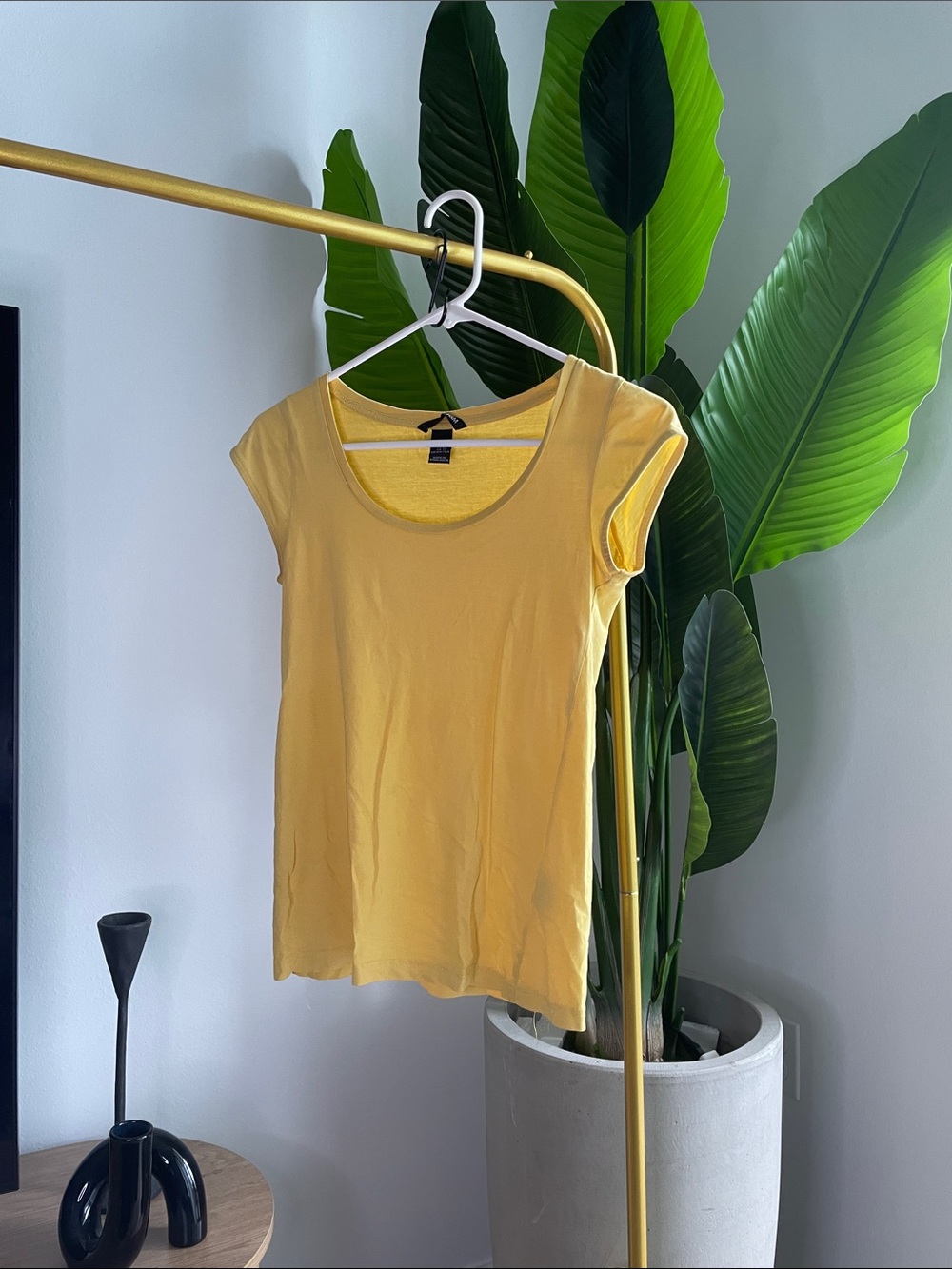 H&M Yellow Scoop Neck Short Sleeve Tee